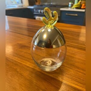 Vintage Alessi Ovolini Joanna Lyle Glass Spice Jar Chrome Original Sticker Green